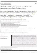 Cover page: COVID‐19 and kidney transplantation: Results from the TANGO International Transplant Consortium