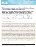 Cover page: Clinicopathological correlations in behavioural variant frontotemporal dementia.