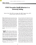 Cover page: H1N1 Preventive Health Behaviors in a University Setting