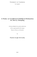 Cover page: A Study on Conditional Likelihood Estimation for Survey Sampling