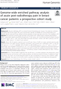 Cover page: Genome-wide enriched pathway analysis of acute post-radiotherapy pain in breast cancer patients: a prospective cohort study.