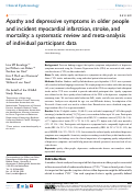 Cover page: Apathy and depressive symptoms in older people and incident myocardial infarction, stroke, and mortality: a systematic review and meta-analysis of individual participant data