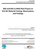 Cover page of RAP and RAS in HMA Pilot Project on ELD 49: Material Testing, Observations, and Findings