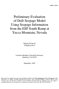 Cover page: Preliminary Evaluation of Drift Seepage Model Using Seepage Information from the ESF South 
Ramp at Yucca Mountain, Nevada