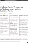 Cover page: California Dentists’ Engagement in Media Advocacy for Sugar Restriction Policies