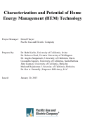 Cover page: Characterization and Potential of Home Energy Management (HEM) Technology