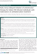 Cover page: Early versus delayed initiation of antiretroviral therapy for Indian HIV-Infected individuals with tuberculosis on antituberculosis treatment