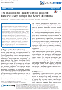 Cover page: The microbiome quality control project: baseline study design and future directions