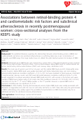 Cover page: Associations between retinol-binding protein 4 and cardiometabolic risk factors and subclinical atherosclerosis in recently postmenopausal women: cross-sectional analyses from the KEEPS study