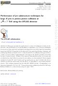 Cover page: Performance of jet substructure techniques for large-R jets in proton-proton collisions at TeV using the ATLAS detector