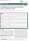 Cover page: The influence of context on the effectiveness of hospital quality improvement strategies: a review of systematic reviews