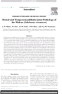 Cover page: Dental and Temporomandibular Joint Pathology of the Walrus (Odobenus rosmarus).