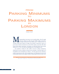 Cover page: From Parking Minimums to Parking Maximums in London