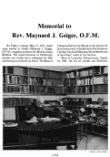 Cover page: Memorial to Rev. Maynard J. Geiger, O.F.M.