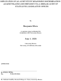 Cover page of Replication of an Audit Study Measuring Discrimination Against Blacks and Hispanics via a Similar Audit of State-Level Legislative Offices