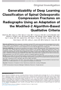 Cover page: Generalizability of Deep Learning Classification of Spinal Osteoporotic Compression Fractures on Radiographs Using an Adaptation of the Modified-2 Algorithm-Based Qualitative Criteria