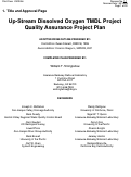 Cover page: Up-Stream Dissolved Oxygen TMDL Project Quality Assurance Project Plan