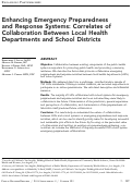 Cover page: Enhancing Emergency Preparedness and Response Systems: Correlates of Collaboration between Local Health Departments and School Districts