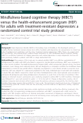Cover page: Mindfulness-based cognitive therapy (MBCT) versus the health-enhancement program (HEP) for adults with treatment-resistant depression: a randomized control trial study protocol