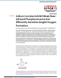 Cover page: Iridium Corroles Exhibit Weak Near-Infrared Phosphorescence but Efficiently Sensitize Singlet Oxygen Formation