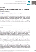 Cover page: Effects of Nicotine Metabolic Rate on Cigarette Reinforcement.