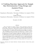 Cover page of A Unifying Bayesian Approach for Sample Size Determination Using Design andAnalysis Priors