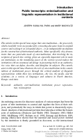 Cover page: Introduction. Public transcripts: entextualization and linguistic representation in institutional contexts