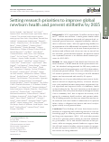 Cover page: Setting research priorities to improve global newborn health and prevent stillbirths by 2025