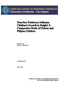 Cover page: Does Son Preference Influence Children's Growth in Height? A Comparative Study of Chinese and Filipino Children