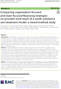 Cover page: Comparing organization-focused and state-focused financing strategies on provider-level reach of a youth substance use treatment model: a mixed-method study.
