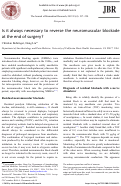 Cover page: Is it always necessary to reverse the neuromuscular blockade at the end of surgery?