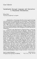 Cover page: Socialization through Language and Interaction: A Theoretical Introduction