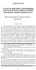 Cover page: Test to Identify and Remedy Anti-Gay Bias in Child Custody Decisions After Obergefell