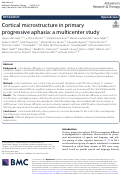 Cover page: Cortical microstructure in primary progressive aphasia: a multicenter study