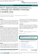 Cover page: P02.73. Optimal healing environment in a continuing care retirement community: a feasibility study