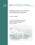 Cover page: Modeling, Analysis, and Control of Demand Response Resources