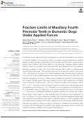 Cover page: Fracture Limits of Maxillary Fourth Premolar Teeth in Domestic Dogs Under Applied Forces.