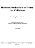 Cover page: Hadron Production in Heavy Ion Collisions