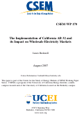 Cover page: The Implementation of California AB 32 and its Impact on Wholesale Electricity Markets