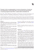 Cover page: Prenatal choline supplementation improves biomarkers of maternal docosahexaenoic acid (DHA) status among pregnant participants consuming supplemental DHA: a randomized controlled trial