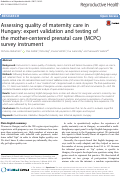 Cover page: Assessing quality of maternity care in Hungary: expert validation and testing of the mother-centered prenatal care (MCPC) survey instrument