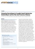 Cover page: Estuarine Recruitment of Longfin Smelt (Spirinchus thaleichthys) North of the San Francisco Estuary