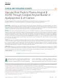 Cover page: Vascular Risk Predicts Plasma Amyloid β 42/40 Through Cerebral Amyloid Burden in Apolipoprotein E ε4 Carriers