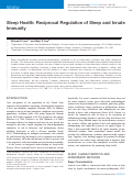 Cover page: Sleep Health: Reciprocal Regulation of Sleep and Innate Immunity