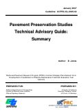 Cover page: Pavement Preservation Studies Technical Advisory Guide: Summary