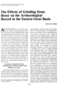 Cover page: The Effects of Grinding Stone Reuse on the Archaeological Record in the Eastern Great Basin