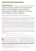 Cover page: Treatment With a Marine Oil Supplement Alters Lipid Mediators and Leukocyte Phenotype in Healthy Patients and Those With Peripheral Artery Disease