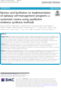 Cover page: Barriers and facilitators to implementation of epilepsy self-management programs: a systematic review using qualitative evidence synthesis methods