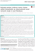 Cover page: Intimate partner violence norms cluster within households: an observational social network study in rural Honduras