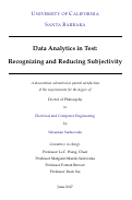 Cover page: Data Analytics in Test: Recognizing and Reducing Subjectivity